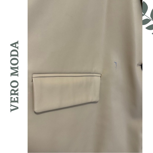 VERO MODA CURVE | Faux Leather Oversized Blazer Lined Tan Plus Size 18 - Picture 6 of 7